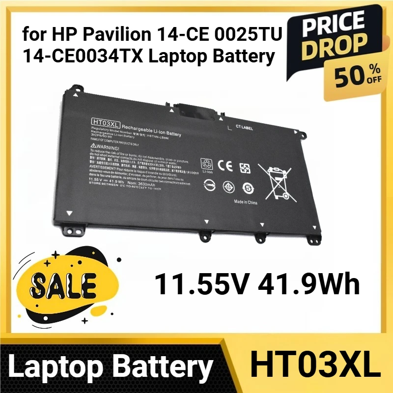 Фото HT03XL 11,55 В 41,9 Втч для HP Pavilion 14-CE 0025TU 14-CE0034TX Аккумулятор для ноутбука 14-CF 14-DF 15-CS 15-DA 15-DB 15-DW Series №1