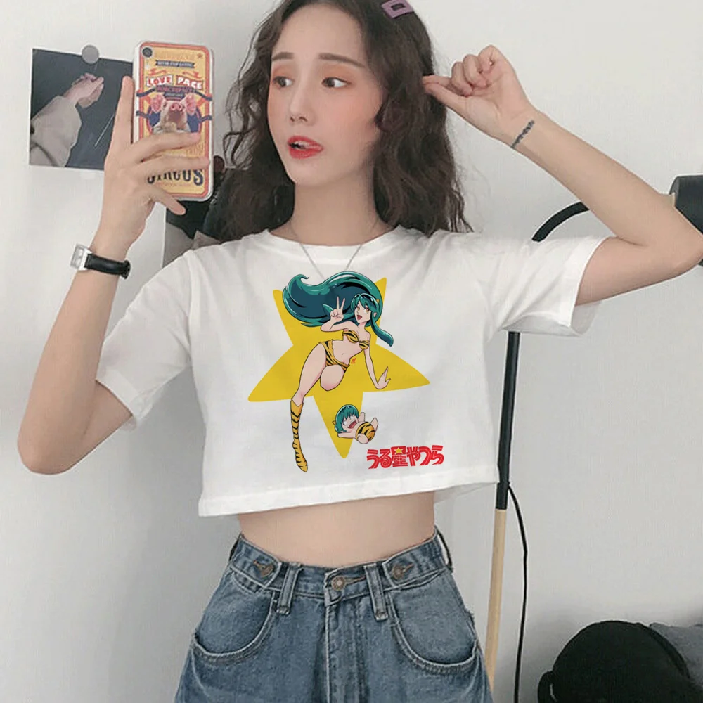

urusei yatsura hippie 2000s crop top Female yk2 2000s gothic 90s tee