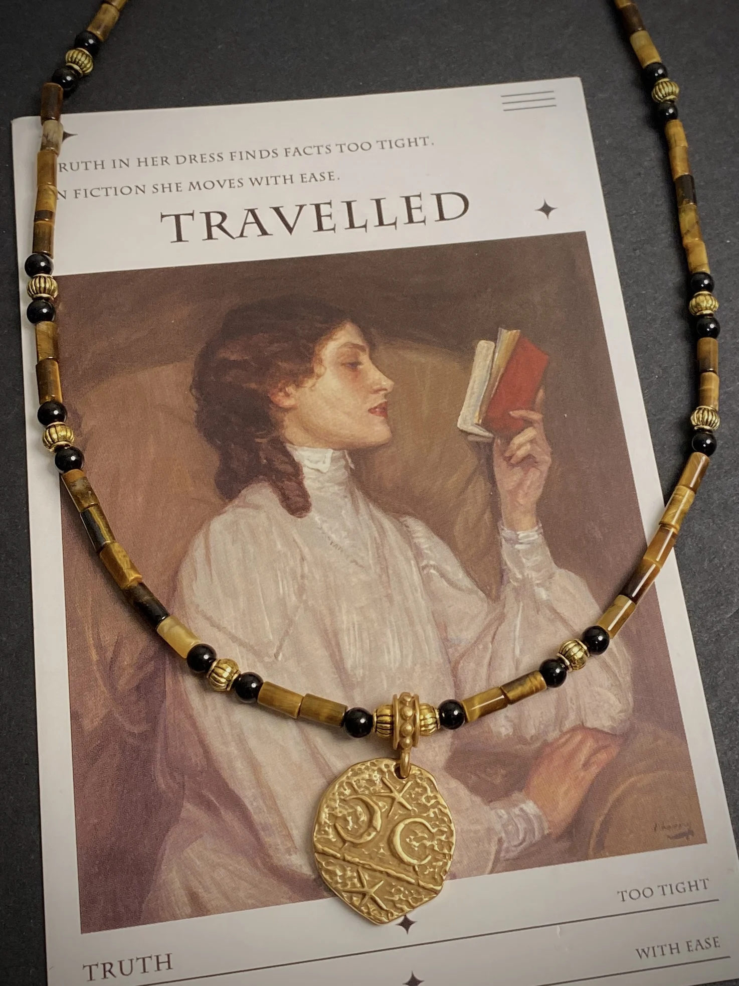 Серьги из натурального тигрового глаза и камня винтажное ожерелье черного