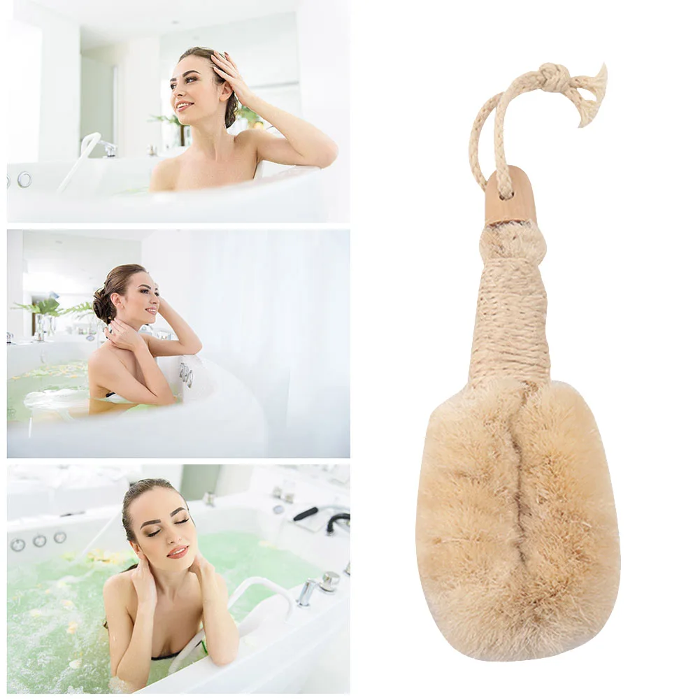 

Bathroom Cleaning Brush w/Wooden Handle Plant Fiber Bath Shower Brush Exfoliating Scrub Skin Cleaning Tools for Adult Children