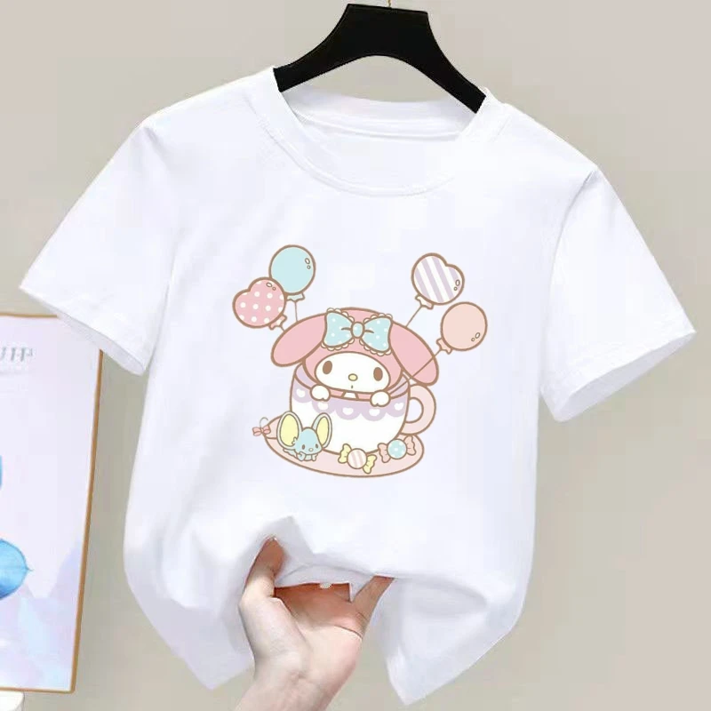 

Anime My Melody Children's Short-sleeved New Sanrio Summer T-shirt Clothes Girly Heart Soft Clothes Kawaii Birthday Gift