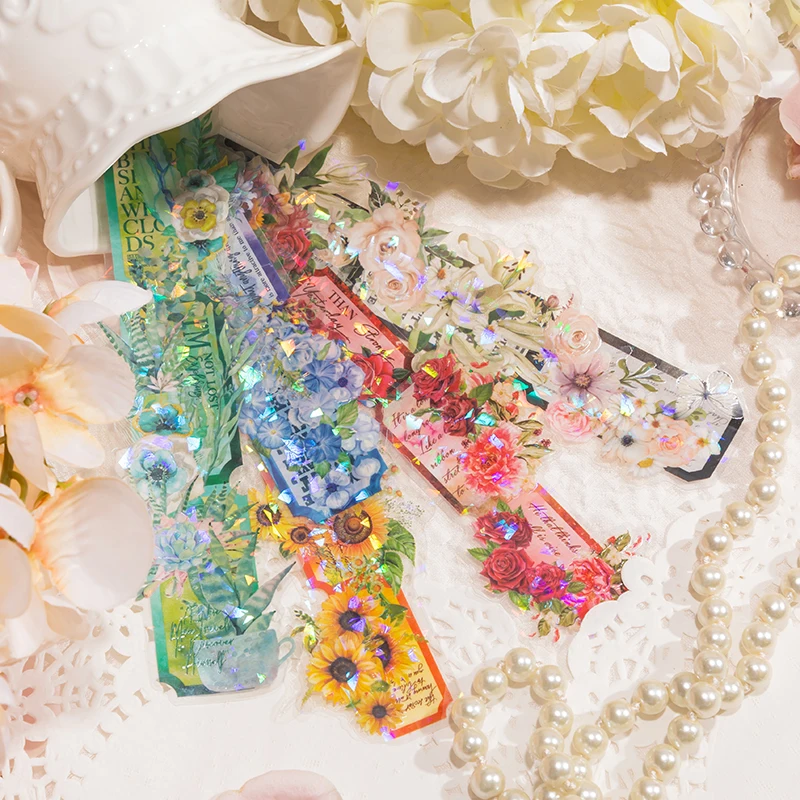 5 листов в упаковке Ленточные наклейки лазерные цветы ароматный флэш-справочник