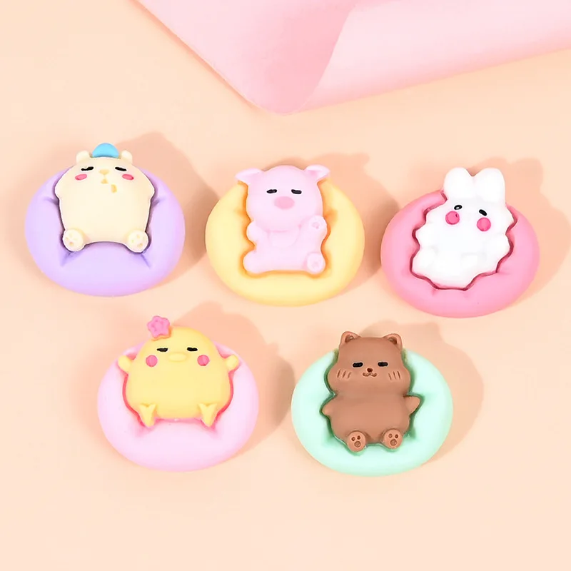 

10pcs Cartoon Kawaii Resin Fat Sleep Animal Miniature Accessories Cabochons Mini Figurine Flatback Scrapbooking Diy Decoration