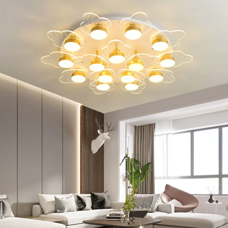 Led Living Room Lamps modern Ceiling Lights Acrylic Bedroom Lamp fancy Light Home Decoration Decor Flower Glisten Lights Fixture