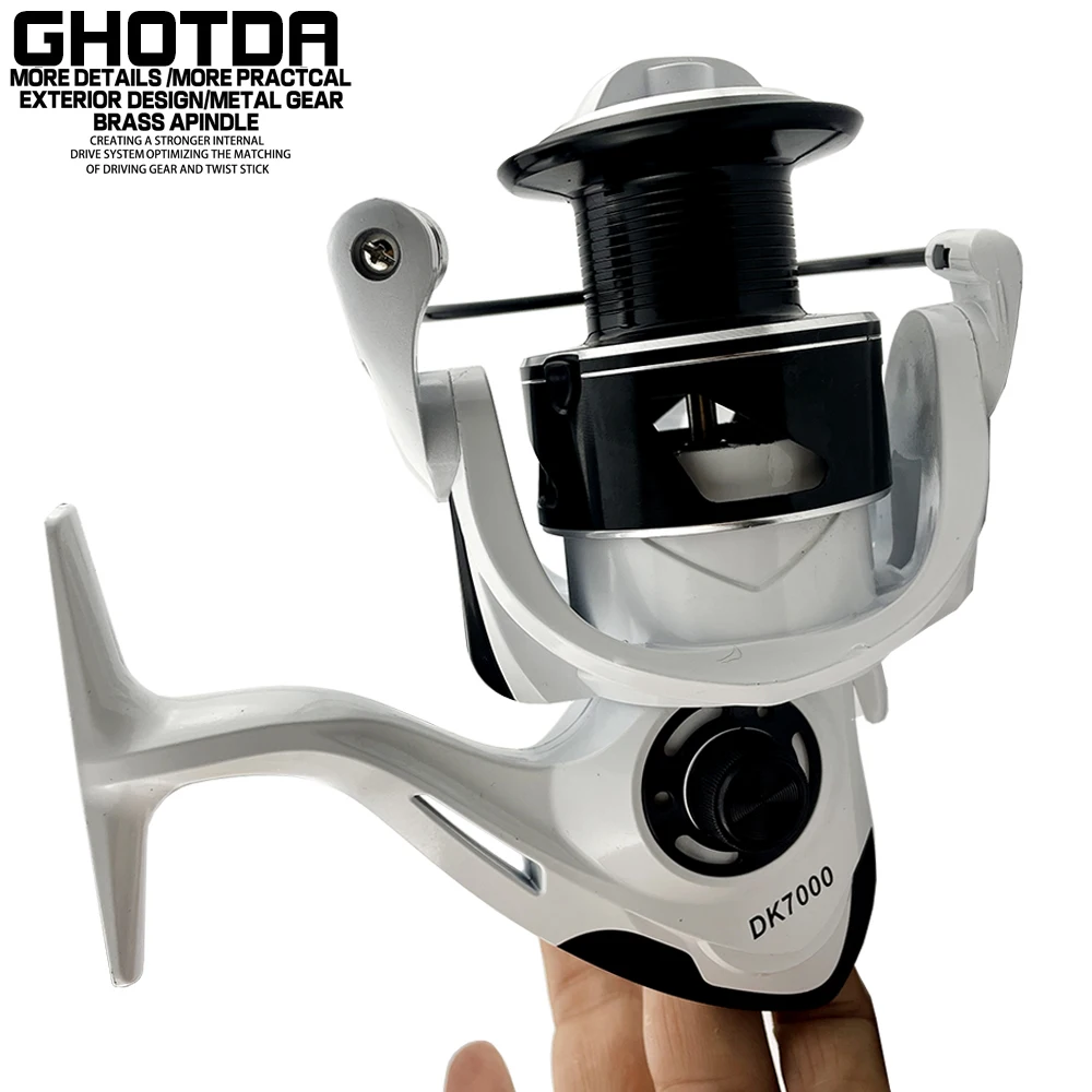

GHOTDA 2022 Spinning Reel Aluminum Lightweight Spool 5.2:1/5.1:1Saltwater Wheel Carp Fishing Reels 10KG Max Drag