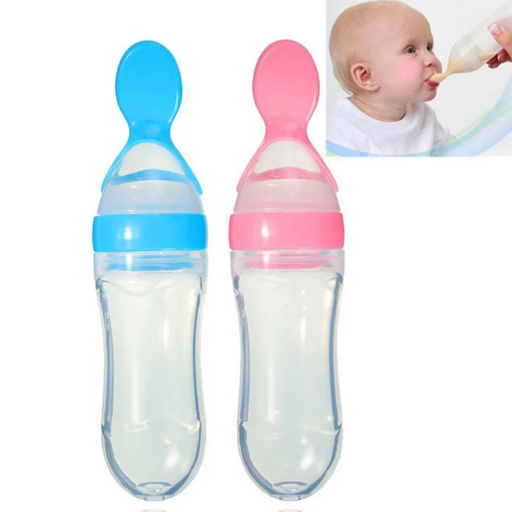 

90ml Baby Squeezing Feeding Spoon Silicone Feeding Bottle Training Spoon Infant Cereal Food Spoon Infant Cereal Supplement #20