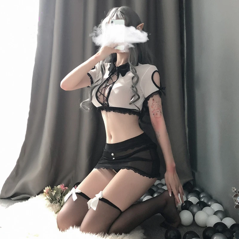 

Japanese Maid Cosplay Sexy Costumes Perspective Lingerie Underwear Servant Classical Erotic Lace Outfit Babydoll Sexy Outfit