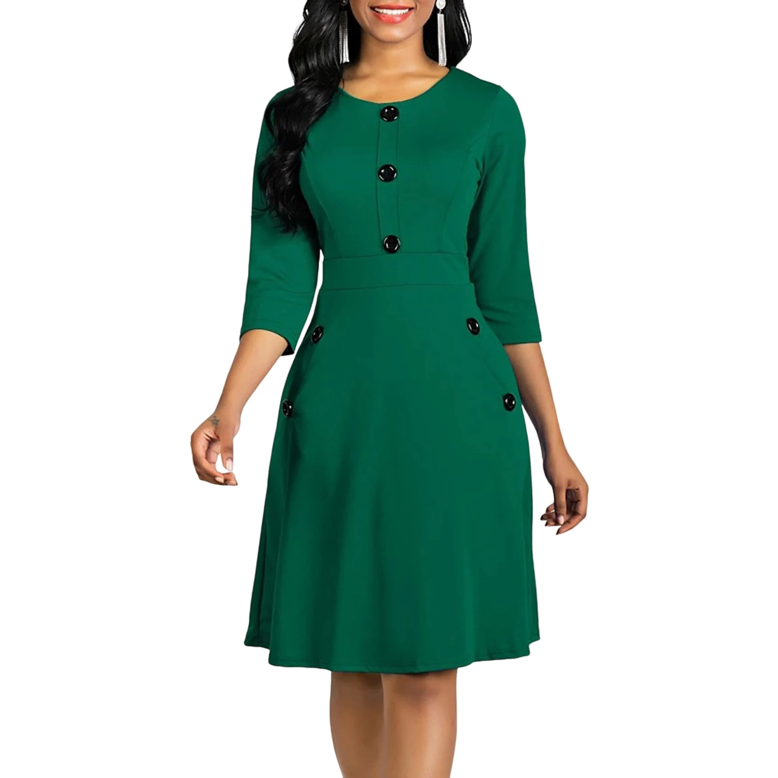 

Платье женское повседневное однотонное с оборками на подоле