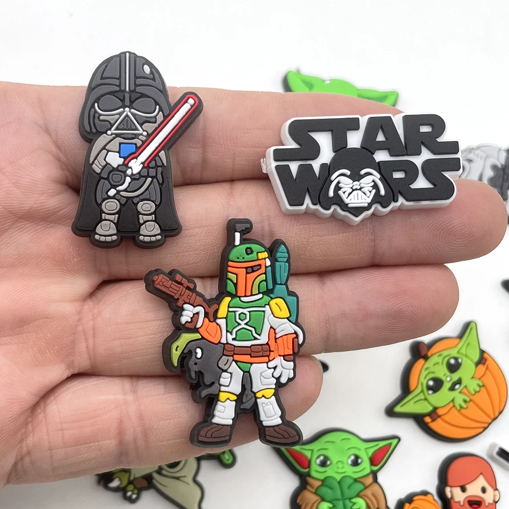 Cute 1pcs jibz Disney Star Wars PVC croc shoes charms Cartoon Sandals Accessories for clogs pins Decorate boys kids X-mas gifts