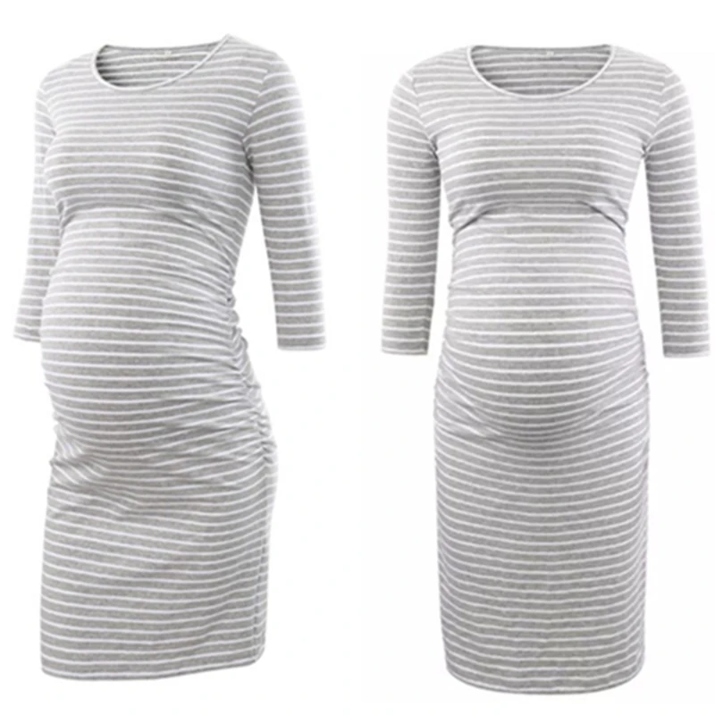 

Pregnancy Cotton Striped Nursing Dress for Pregnant Woman Maternity Dress Breastfeeding Dress Summer Spring Skirt