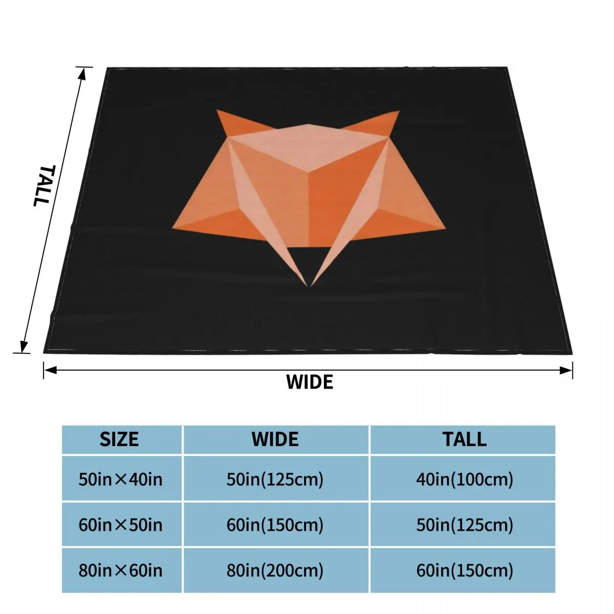 Одеяло из искусственного меха и микрофибры с изображением цифрового лисьего