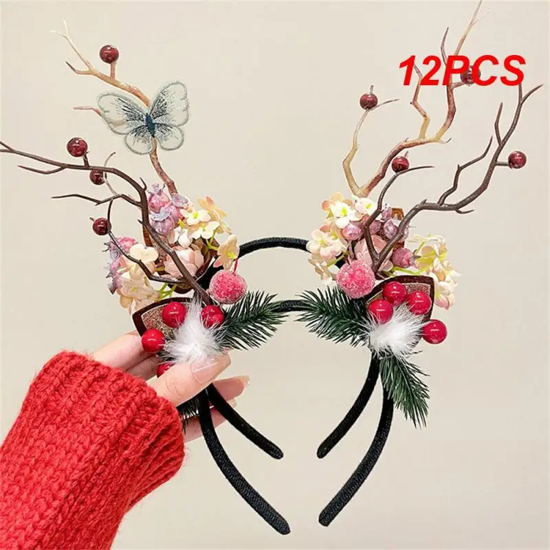 

12 шт. Рождественская повязка на голову, праздничная уникальная необычная уникальная Рождественская повязка на голову с имитацией, забавные праздничные повязки, украшения