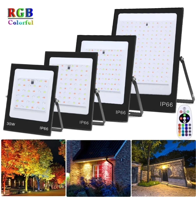 

RGB LED Floodlight AC220V 10W 20W 30W 50W 100W 200W IP66 Waterproof Outdoor Wall Lamp Garden Spot Light RGB Flood Lights