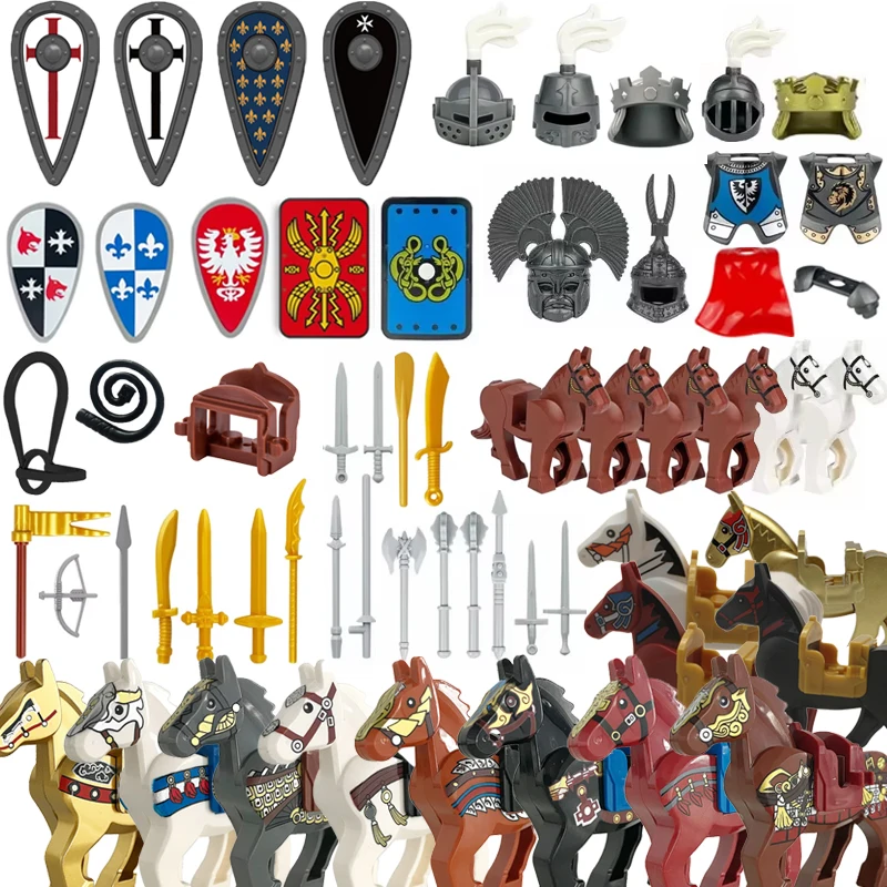 MOC Средневековые военные строительные блоки римские фигурки крестоносцев боевое