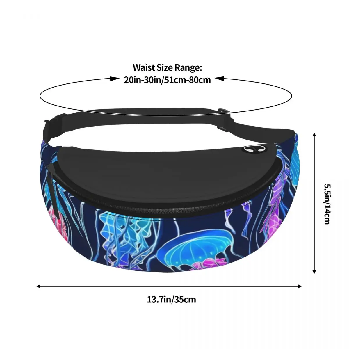 Синяя поясная сумка радужная Медуза забавная Полиэстеровая спортивная рыбака