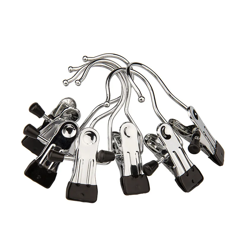 

10Pcs/Set Stainless Steel Clothes Hooks Storage Rack Laundry Hook Clothes Clip Hanging Clothespin Boots Curtains Drying Rack