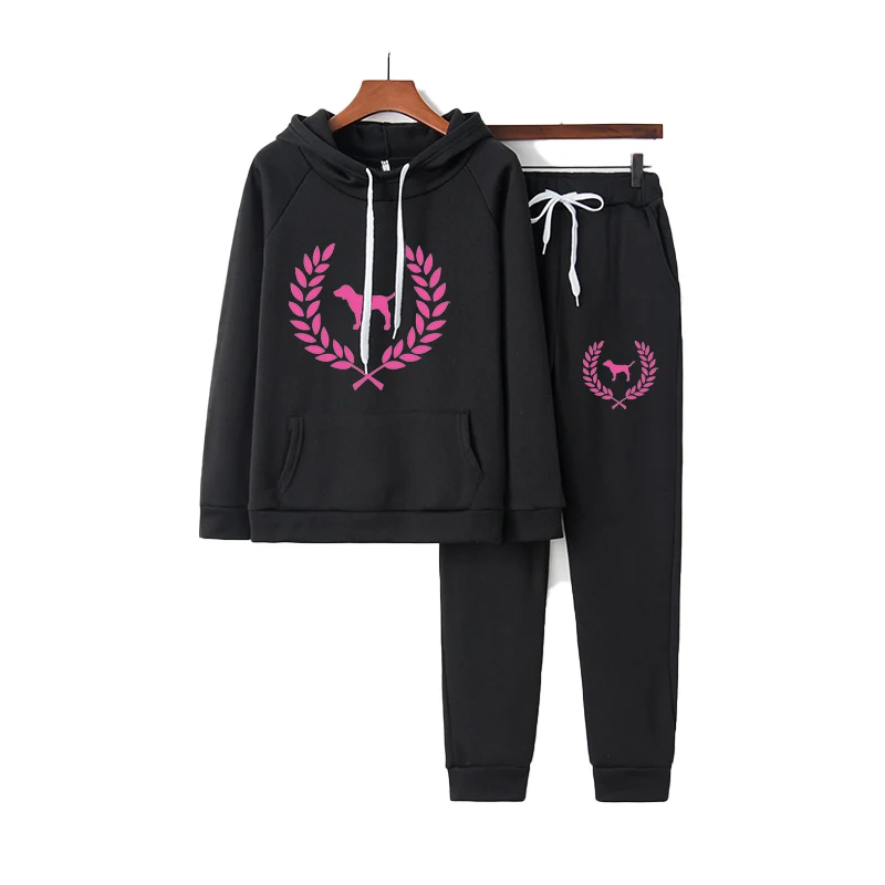 Women's Pink Tracksuits Set Plus Size Hoodie Two Piece Top+Pant Suits 4XL Pullover Sweatshirt Pockets Ensemble Female Suit