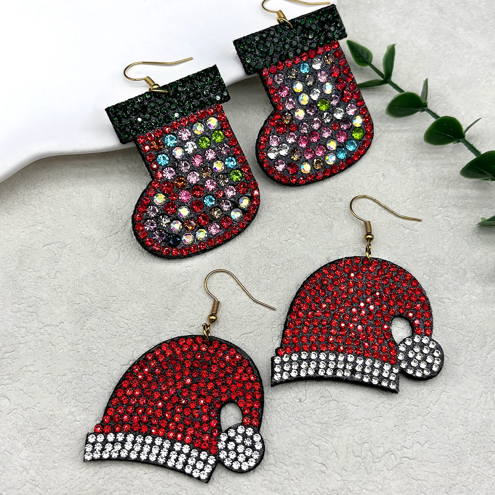 Kawaii Рождественская шляпа обувь висячие серьги для женщин и мужчин красочные