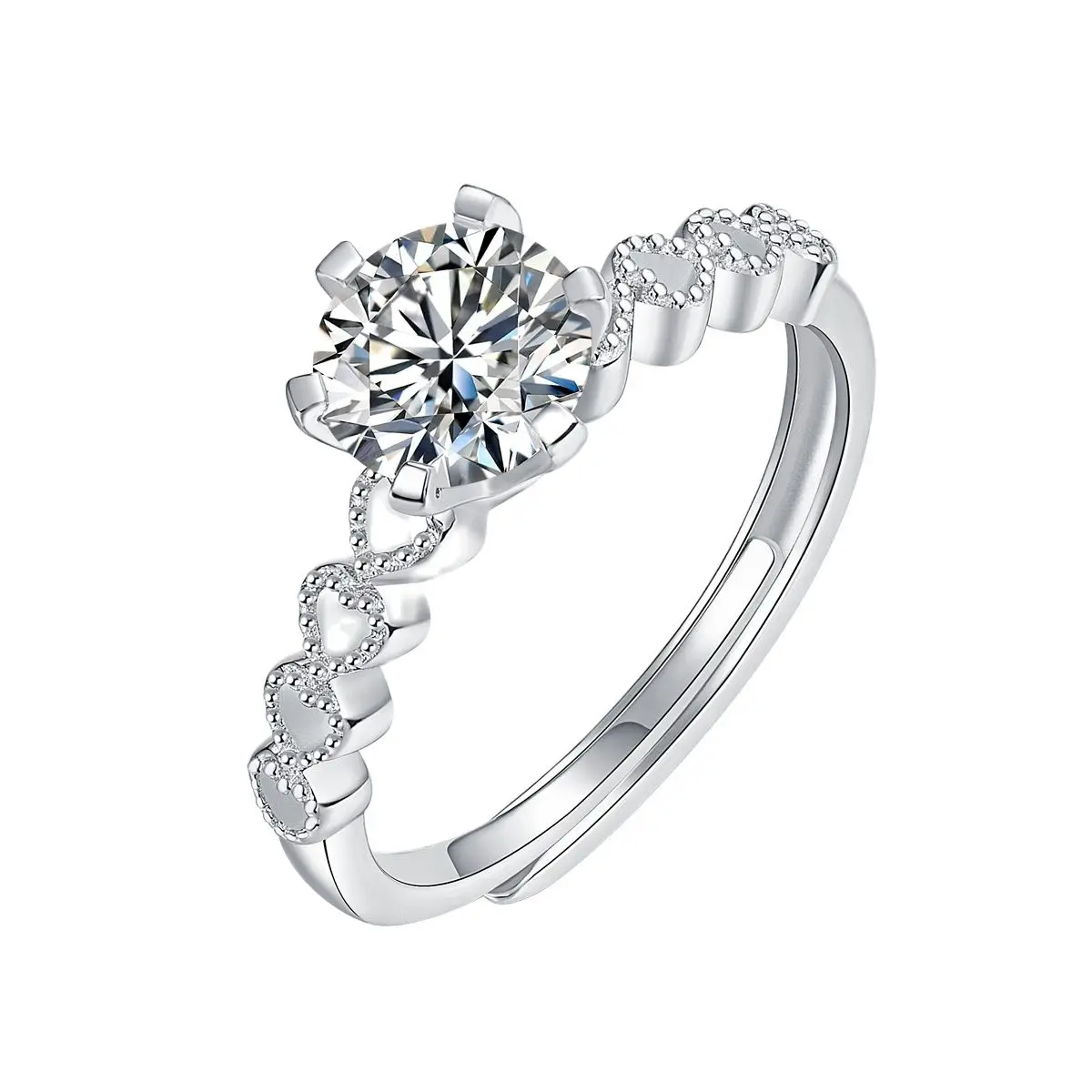 

2022 new women's ring 925 silver Mosansite Heart creative fashion jewelry wholesale Adjustable Engagement Wedding Gift Party