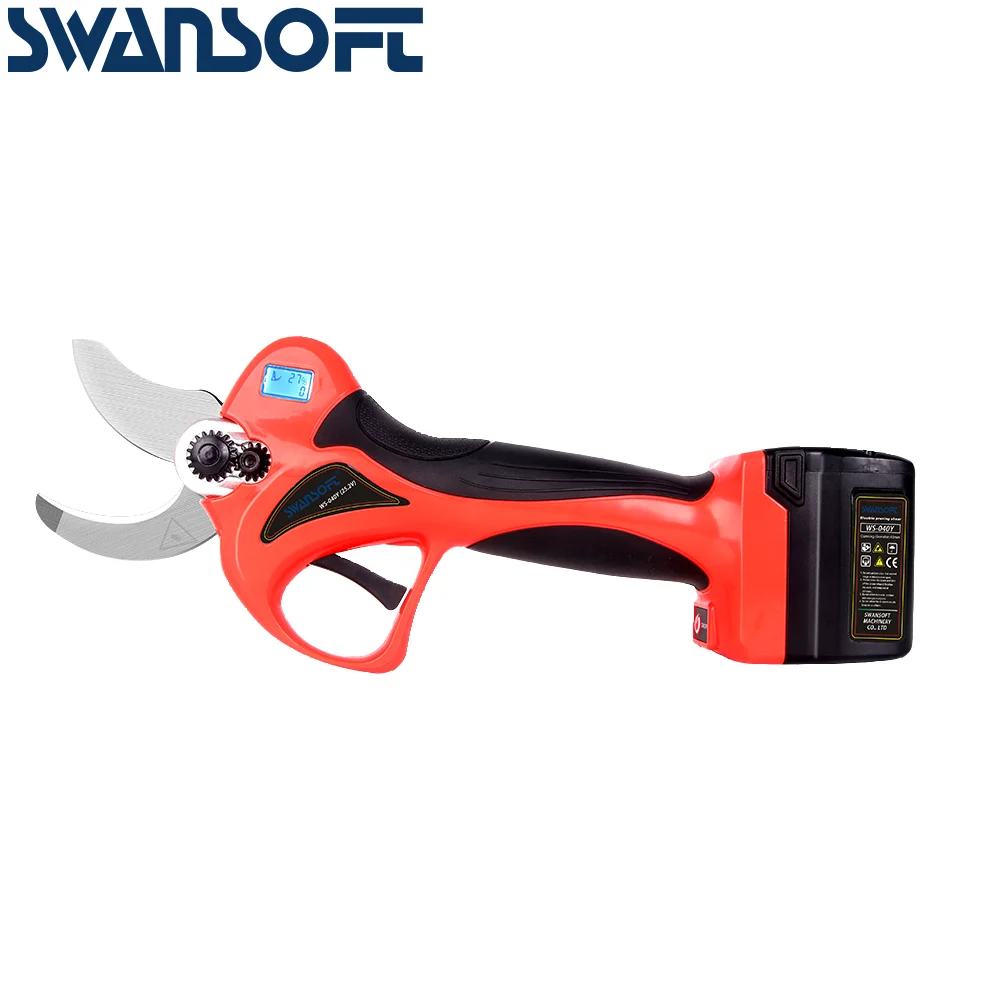 

SWANSOFT 40mm electric pruning shears progressive cutting finger protect function electric pruner shear
