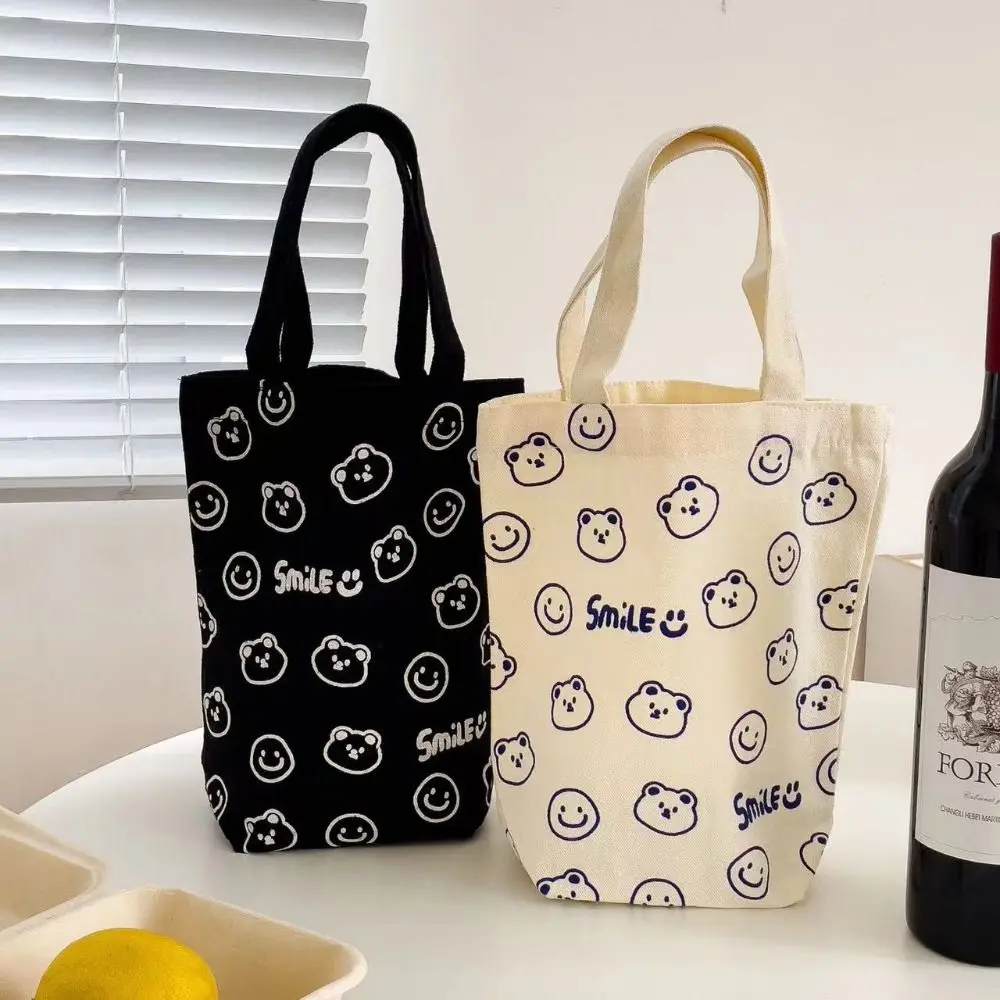 Холщовая мини-сумка с мультяшным медведем милая сумочка на запястье Портативная