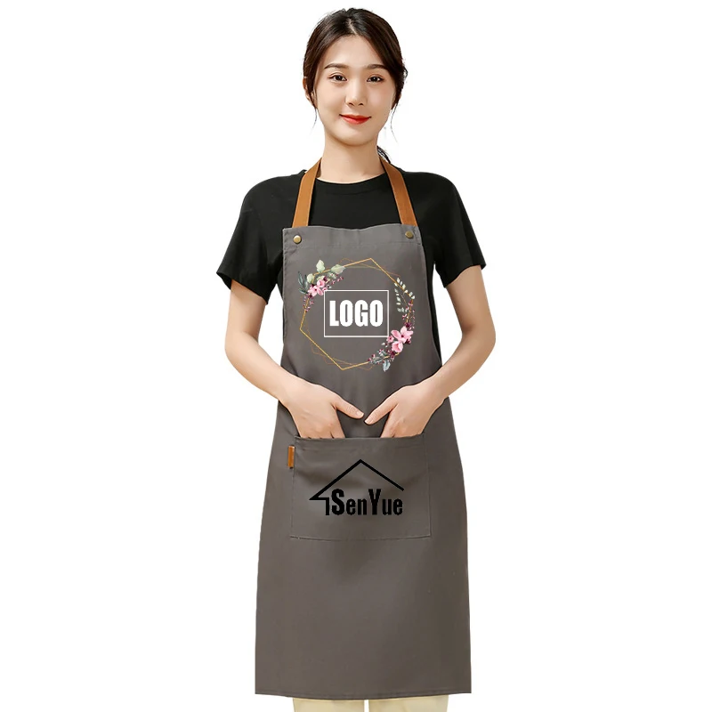 

Free Shipping Custom LOGO Nordic Canvas Apron Simple Fashion Men and Women Kitchen Milk Tea Shop Restaurant Work Wholesale Apron