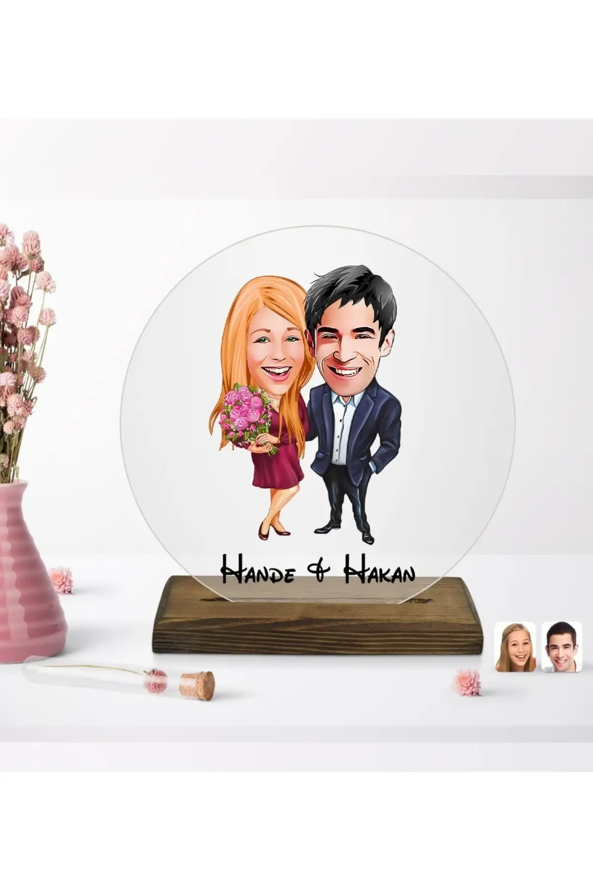 

Personalized Valentine's Round Wooden Stand Trinket-7