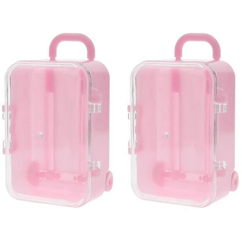 

3X Pink Mini Roller Travel Suitcase Candy Box Personality Creative Wedding Candy Box Luggage Trolley Case Candy Toy
