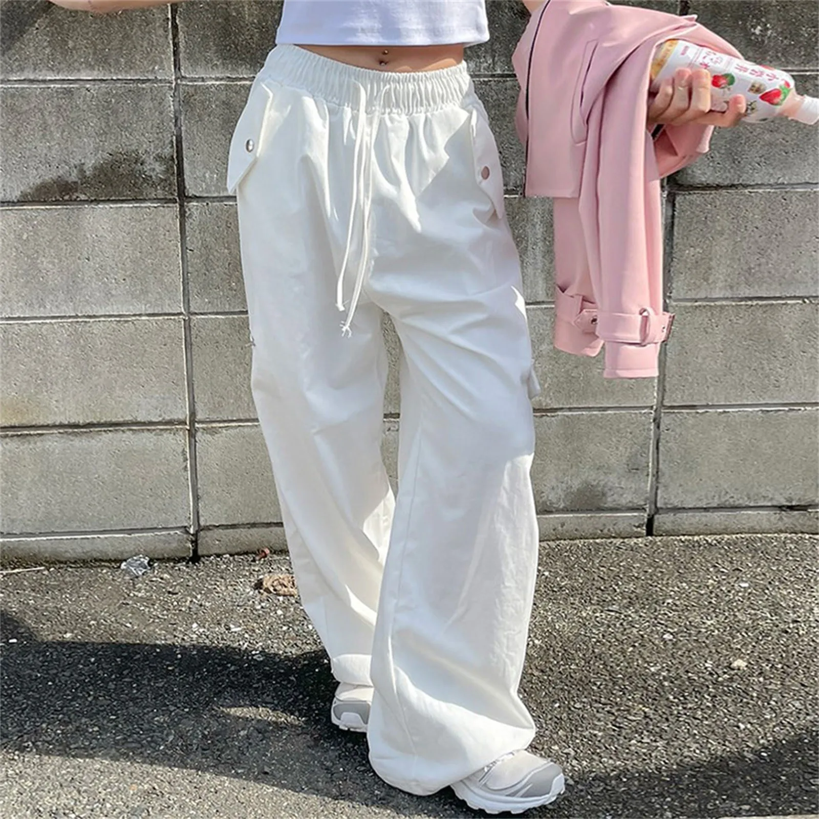 

Женские повседневные свободные брюки оверсайз с заниженной талией, мешковатые брюки Y2K, модные широкие брюки-карго, уличная одежда