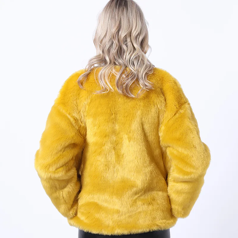 Women's Fur Jacket Imitate Rex Rabbit Fur Leather Fur Coat Women's Short Autumn and Winter Faux Fur Coat Faux Fur Coat