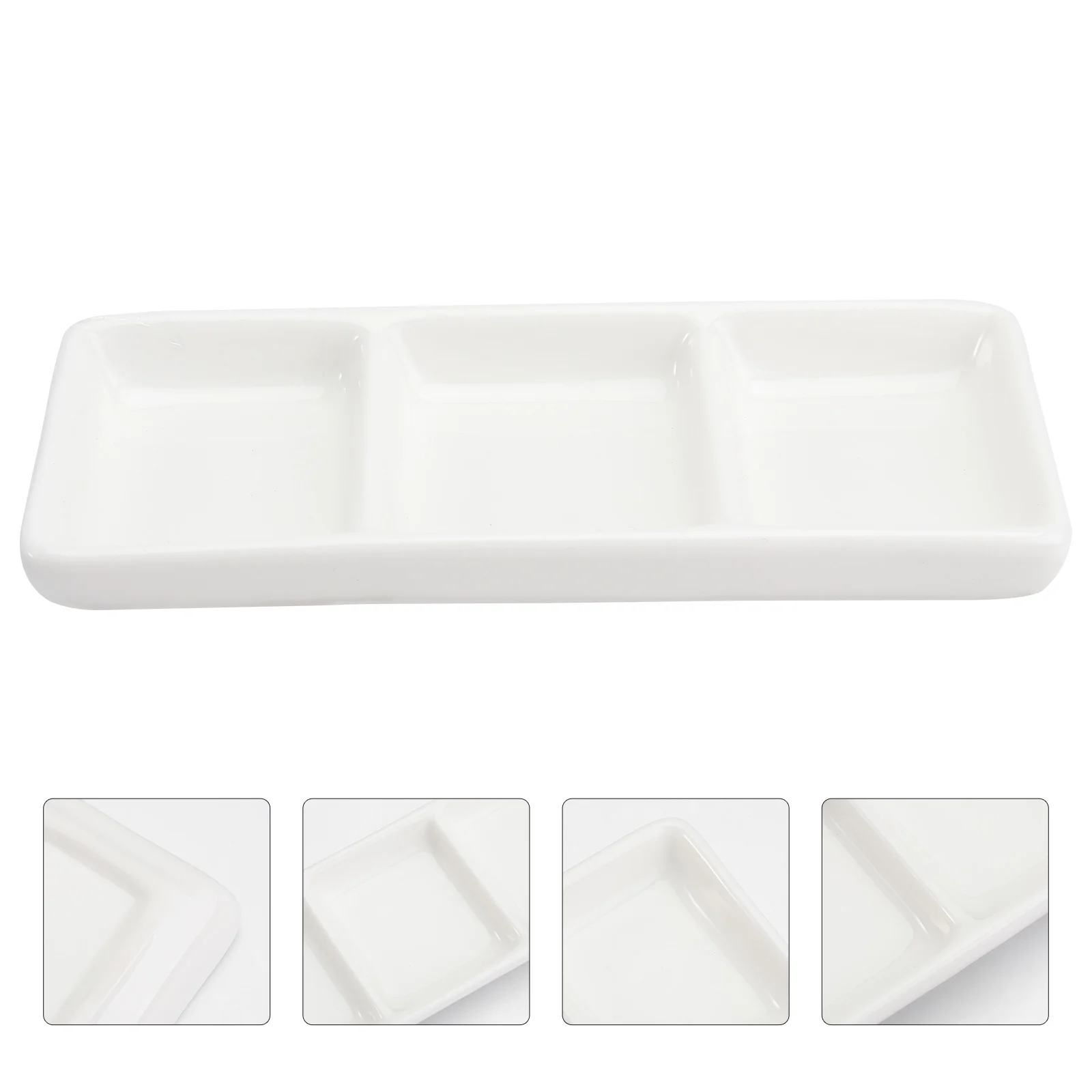 

Sauce Tray Dipping Serving Dishes Dish Plate Soy Divided Appetizer Ceramic Bowls Bowl Condiment Sushi Rectangular Seasoning Mini