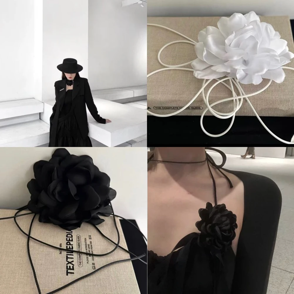

Adjustable Necklace French Style Vintage Elegant Choker Big Flower Jewelry Accessories Women Fashion Accessories
