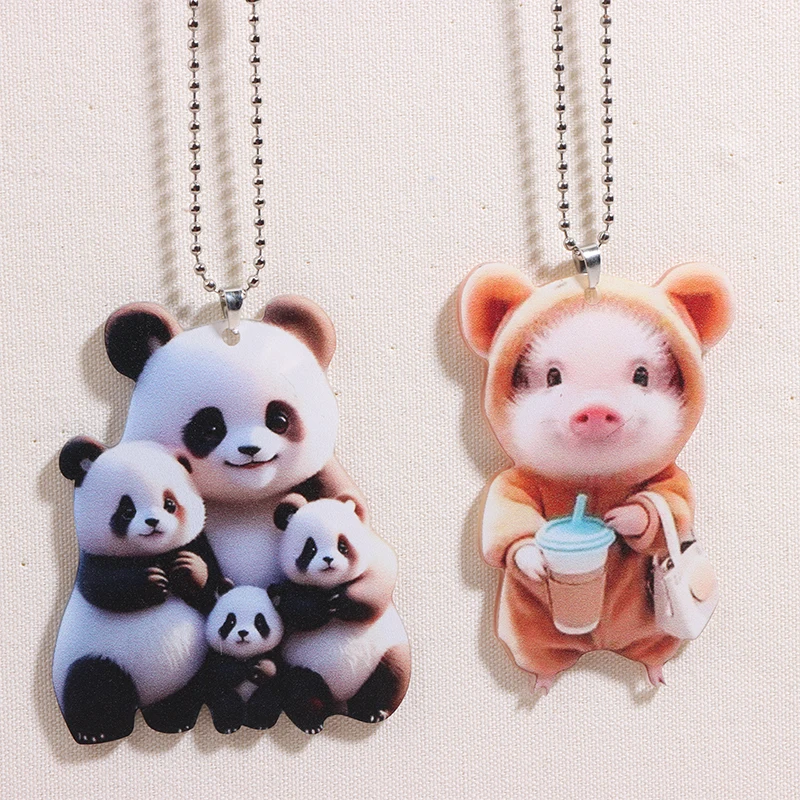 Мультяшные украшения в виде Свинки панды 2D животные акриловый автомобильный