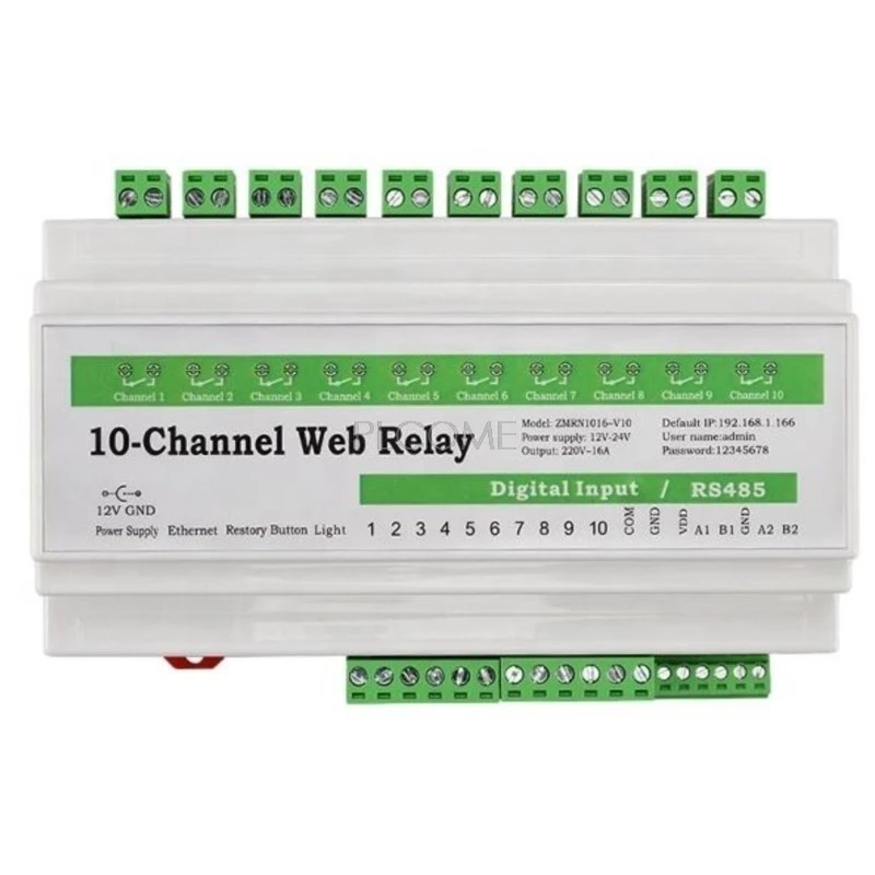Сетевое реле с таймером 10 в выходами 16 А 3 датчика температуры CO2 PM2.5 Ethernet