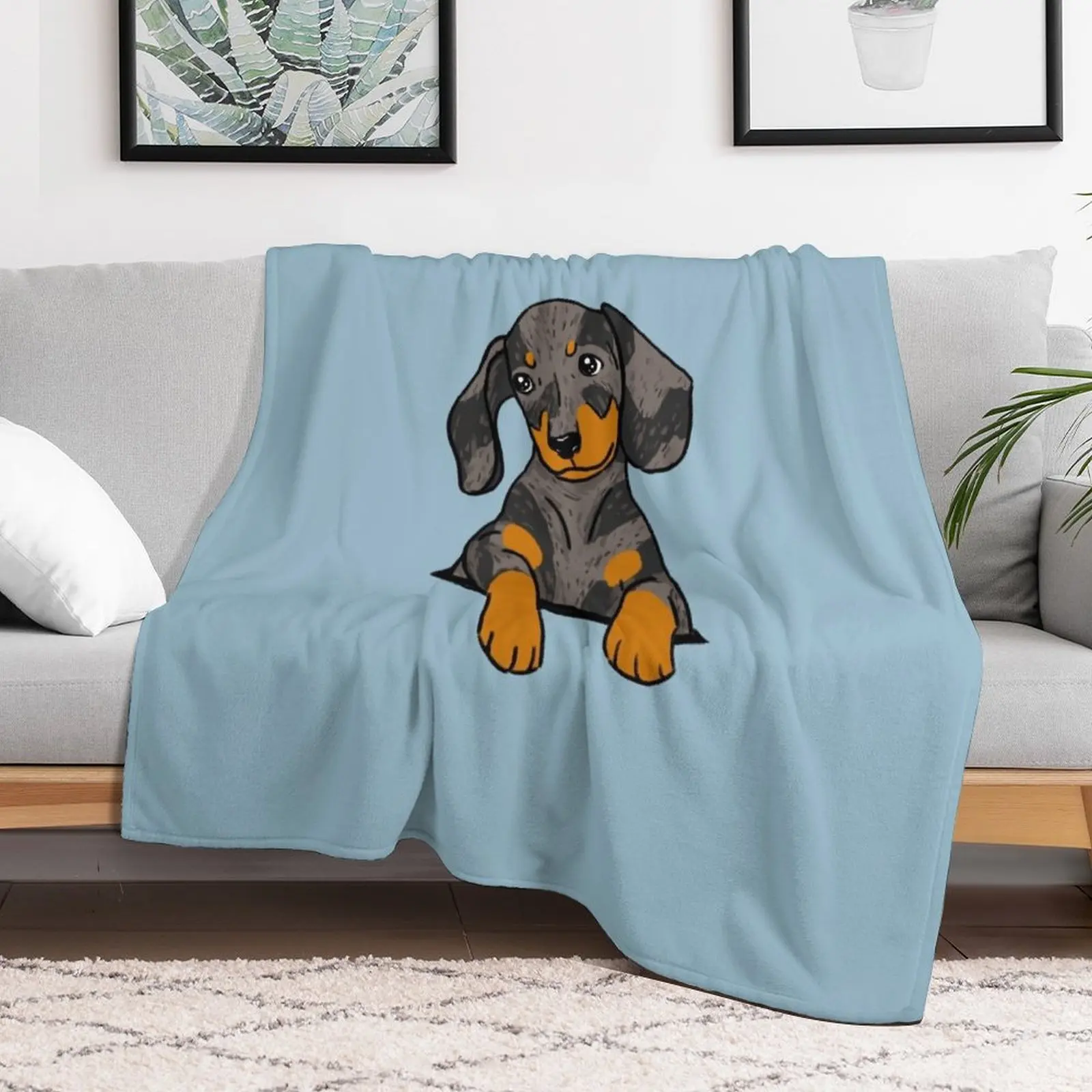 Щеня таксы Dapple в карманном одеяле