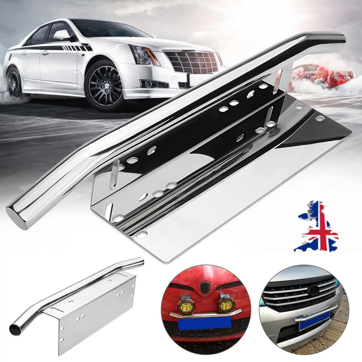 

Car Bull Bar Light Mounting Bracket Silver Car License Plate Frame Holder Auto Front License Number Plate Light Bar Mount