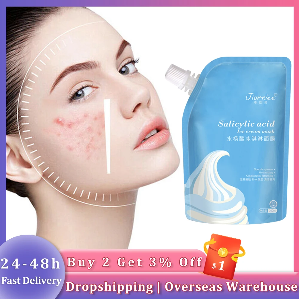 

Salicylic Acid Ice Cream Face Mask Acne Treatment Clean Shrink Pore Hyaluronic Moisturizing Nourishing Facial Skin Care Cosmetic
