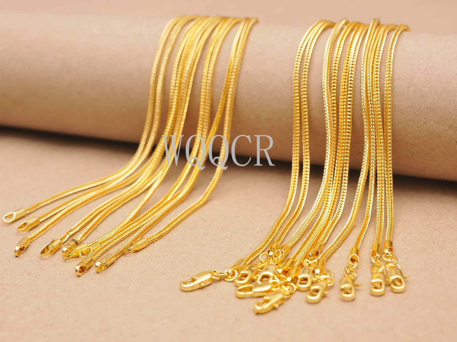 Wholesale 5PCS Of Bulk 18K Embossed Gold 2MM  Fox Tail Chain 16",18" ,20",22",24",26",28",30Inches Applicable Pendant