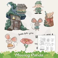 kawaii mouse metal cutting dies clear stamp nature tree house diy scrapbooking cut dies stamp for paper cards stencil decor