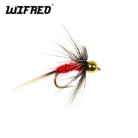 wifreo 10pcs gold beadhead long beard nymph red body fishing fly artificial bait