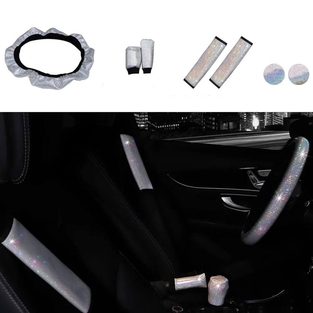 

Brand New Steering Wheel Cover Bling Coaster Glitter Handbrake Gear Cover Shoulder Pad Steering Wheel Universal