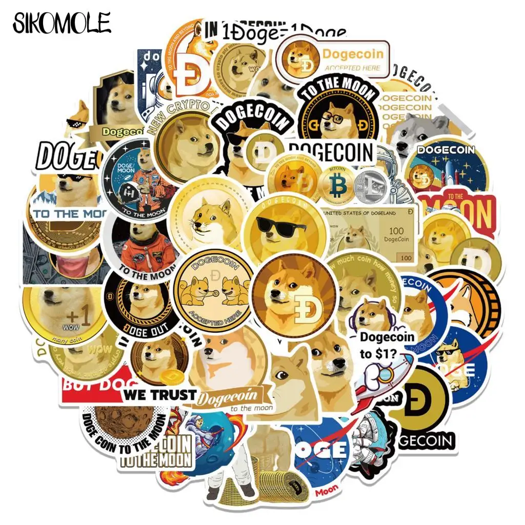 10/30/50PCS Dogecoin Stickers Space Astronaut Doge DIY Toys Notebook Skateboard Laptop Guitar Helmet Decals Graffiti Sticker F5 - купить по