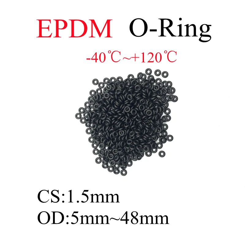

50pcs EPDM O-Ring Gasket CS 1.5mm OD 5mm ~ 48mm EPDM Automobile Nitrile Rubber Round O Type Corrosion Oil Resistant Seal Washer