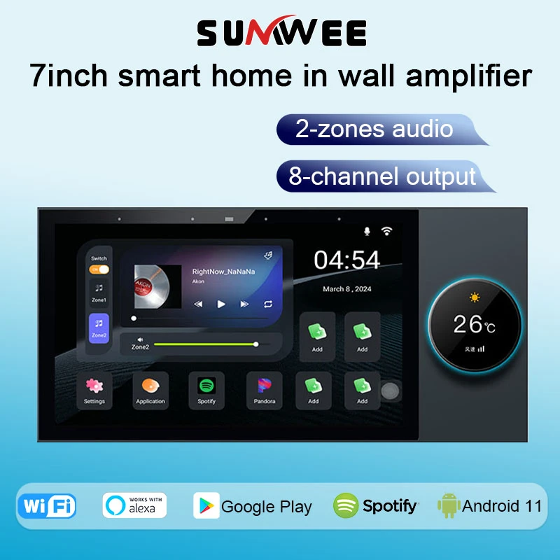 7-дюймовый Android11 голосовой умный дом аудио настенный усилитель фоновый