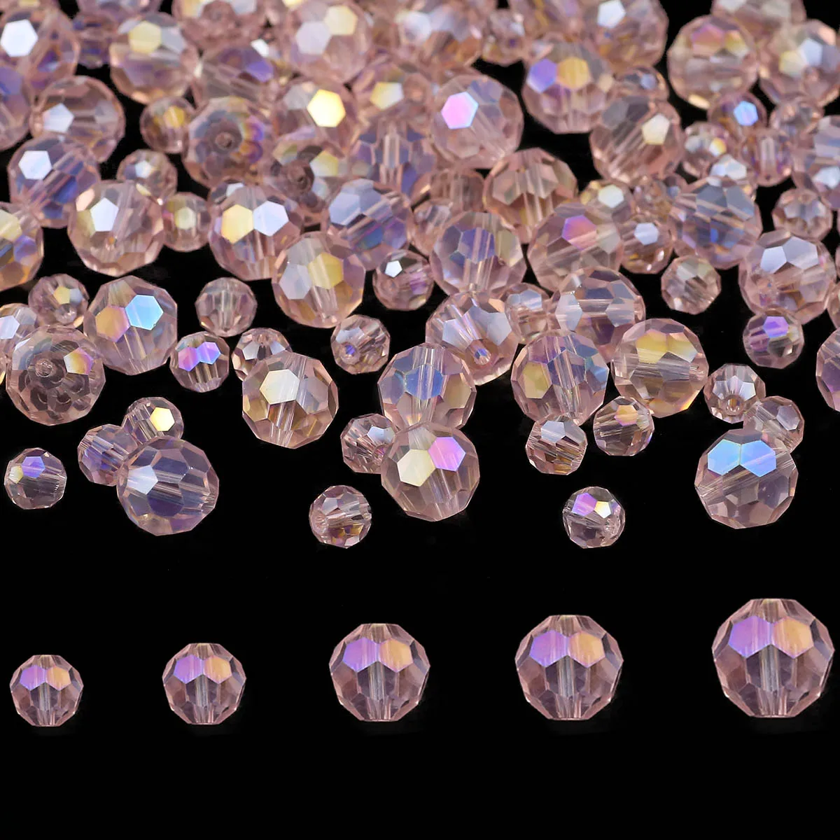 3-10 мм Розовый AB Цвет Шарики Круглые Бусины Австрийский Кристалл Свободные
