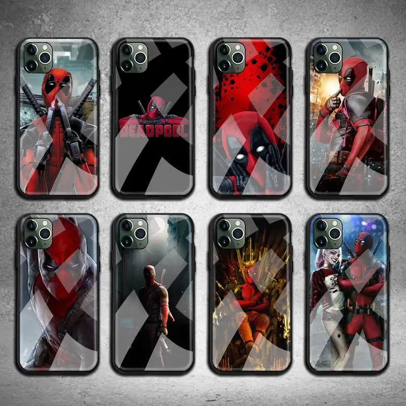 

Bandai Marvel Superhero Deadpool Phone Case Tempered Glass For iPhone 13 12 11 Pro Mini XR XS MAX 8 X 7 6S 6 Plus SE 2020 cover