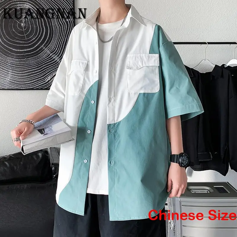 

KUANGNAN Short Sleeve Elegant Shirt Man Men's Clothing Luxury Shirts Men Clothings Economic Blouses With Free Shipping 5XL 2023