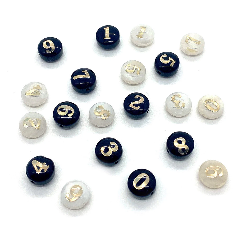 

Natural Freshwater Shell Beads 8mm 0-9 Arabic Numbers Charms DIY Jewelry Making Bracelet Necklace Earrings Shell Beads Accessory
