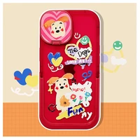 color painting puppy hide double bracket mirror phone case cover for iphone 11 12 13 pro max shockproof case for iphone 13 cases