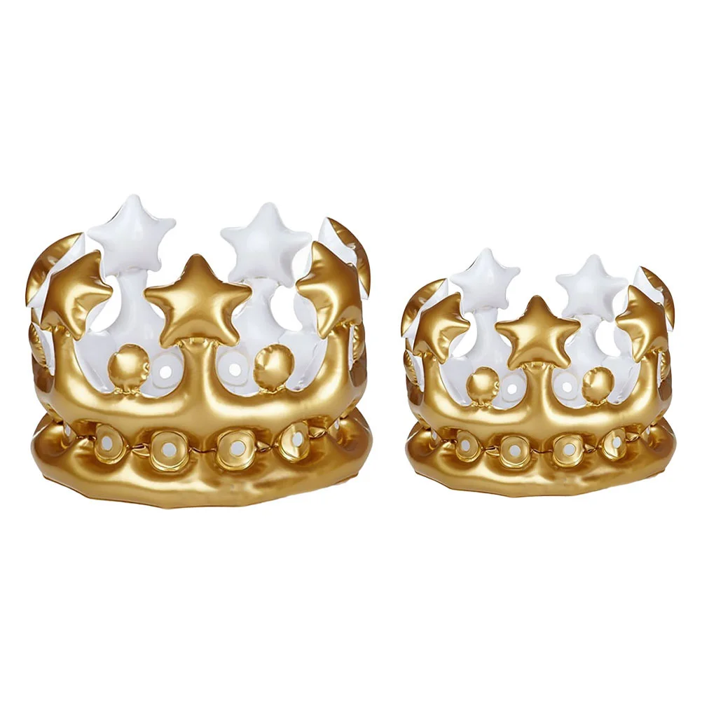 

2 Pcs Pvc Inflatable Toys Decorative Crown Hat Photo Prop Birthday Hats Summer Baby Party Boy Outfits Kids Apparel Favor